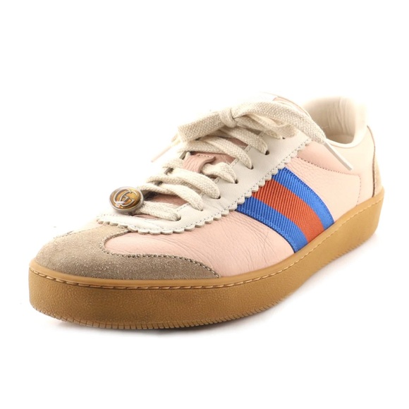 GUCCI WEB LEATHER & SUEDE SNEAKER size 40 - Picture 1 of 8